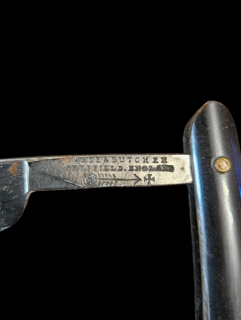 Straight Razor By Wade & Butcher Vintage Sheffield England Black Handle